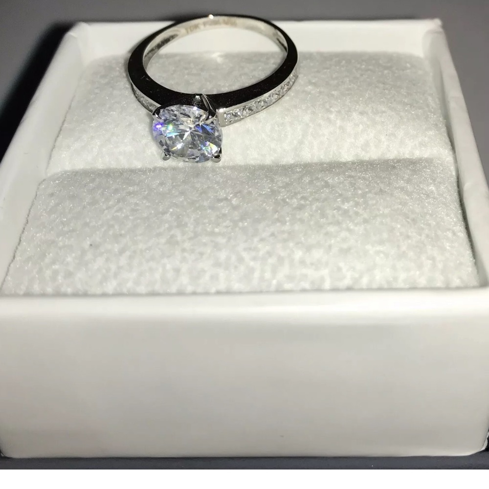 Tiara 10K White Gold CZ Promise/Engagement ring